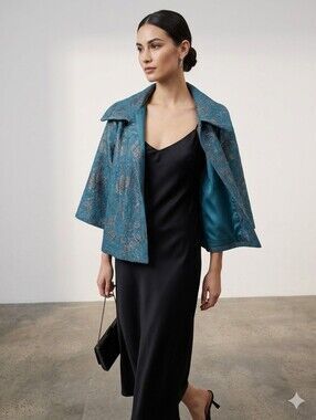 CAbi Teal and Gold Women's Jacket